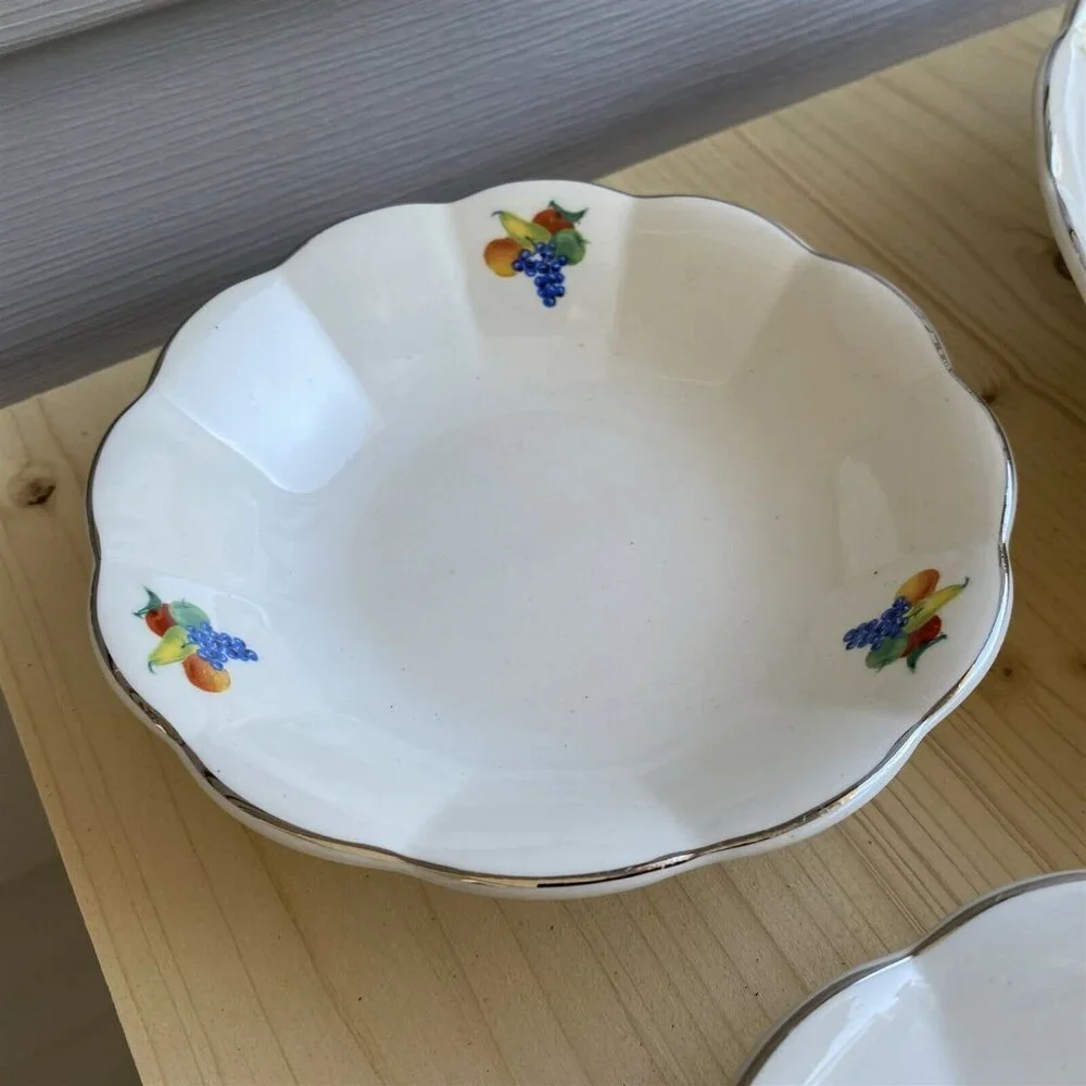 Vintage WS George Georgette Fruit Pattern dessert bowls and serving bowl